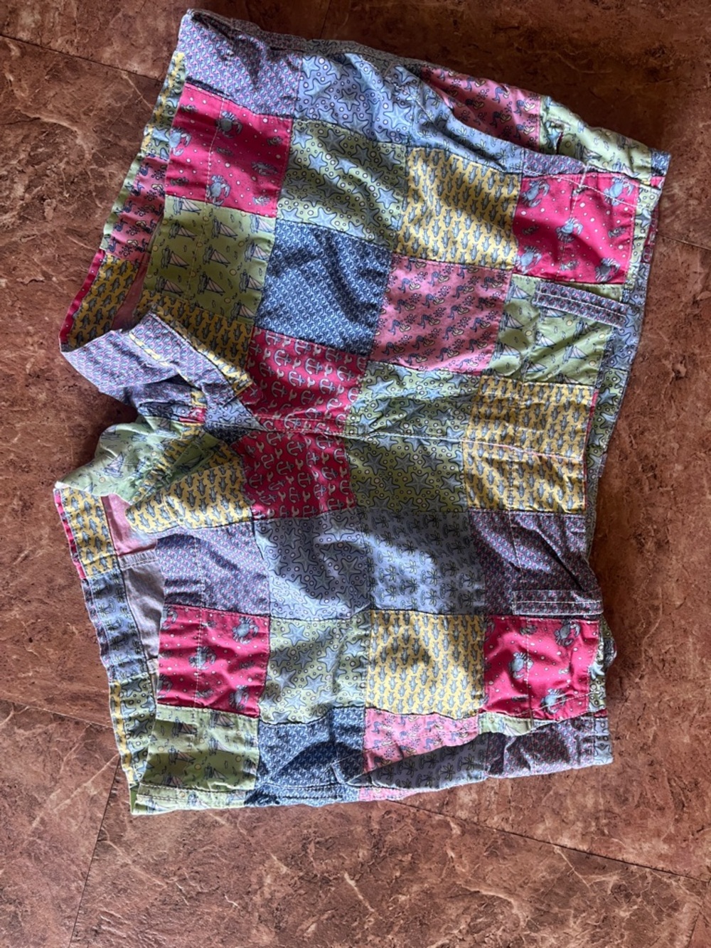 Patchwork Multicolor Cotton Shorts